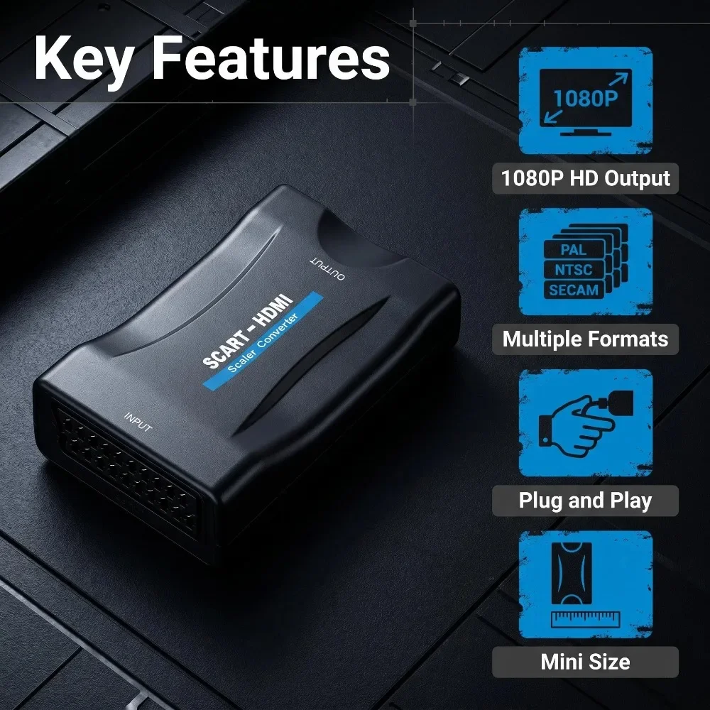 Scart To Hdmi - Converter Adapter with USB Cable for