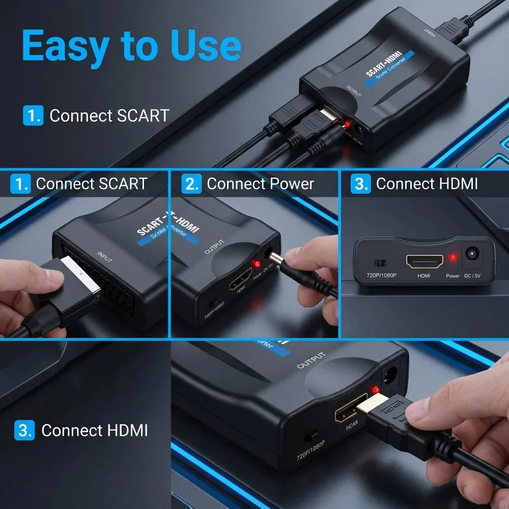 Converter Adapter with USB Cab - đánh giá và giá Scart To Hdmi